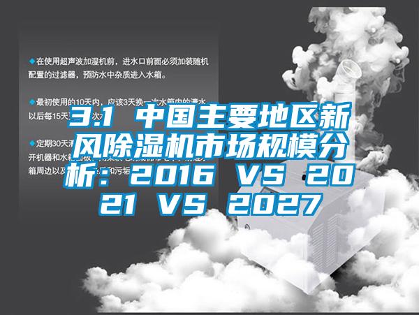 3.1 中國主要地區新風除濕機市場規模分析：2016 VS 2021 VS 2027
